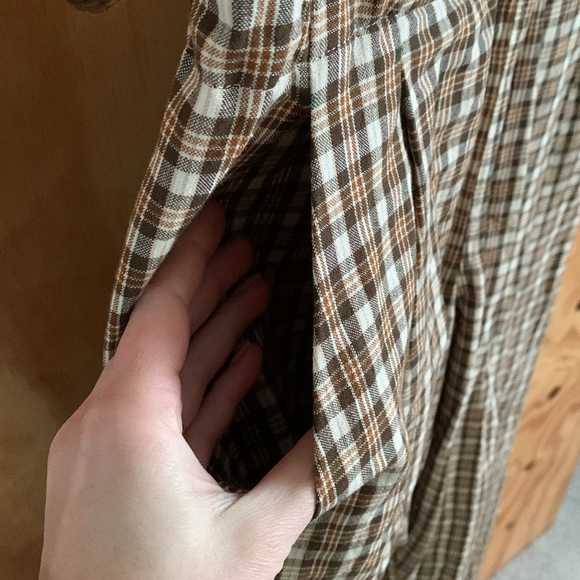 Handmade brown plaid wide leg trousers - Picture 3 of 7